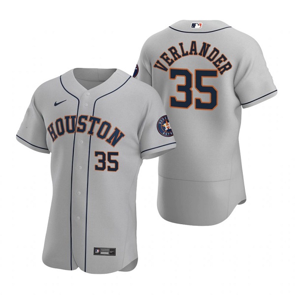 Men's Gray Houston Astros #35 Justin Verlander  Flex Base Stitched Jersey